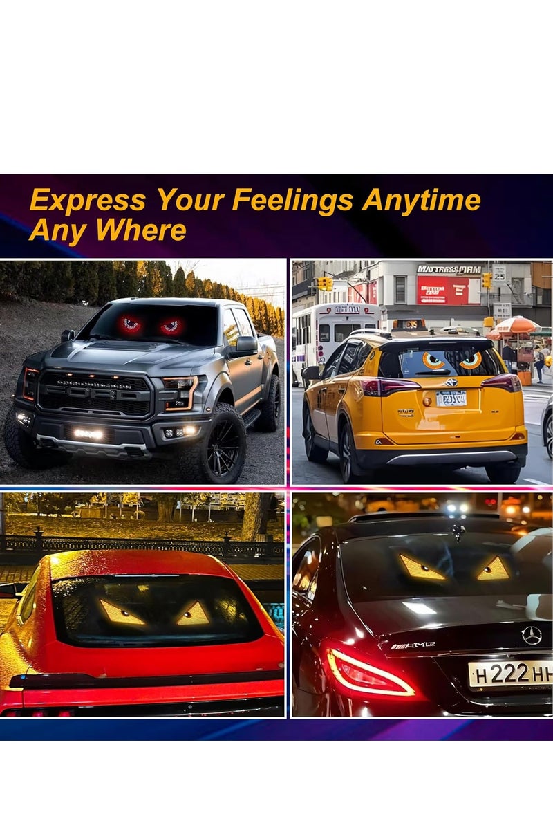 Front or Rear LED Car Lantern Shaped Eyes Car Lamp You Can Install by Yourself with LED Flashing Light to Decorate Cars, Trucks, Windows, Car Front Glass - Image 1