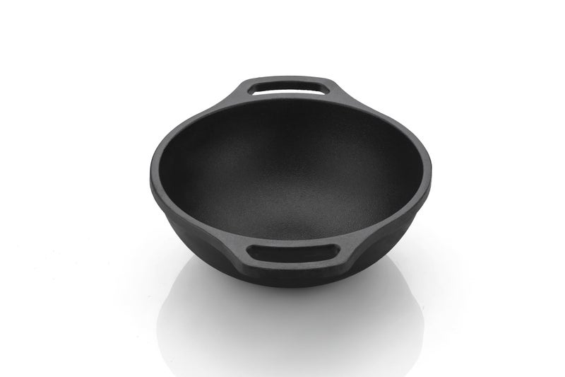 ROSTON Cast Iron Kadai Pre Seasoned Kadhai Wok 20 cm Cast Iron Cookware Deep Kadai, Iron Deep Kadai, Black(8 inch)|Induction and Gas Stove Compatible - Image 3