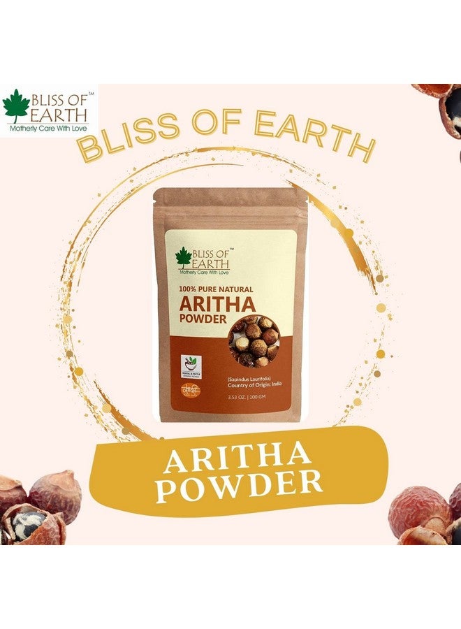 BLISS OF EARTH مسحوق ريثا نقي 100% 2X100 جرام مسحوق أريثا منظف شعر طبيعي وخالي من المواد الكيميائية شعر رائع وناعم - Image 2