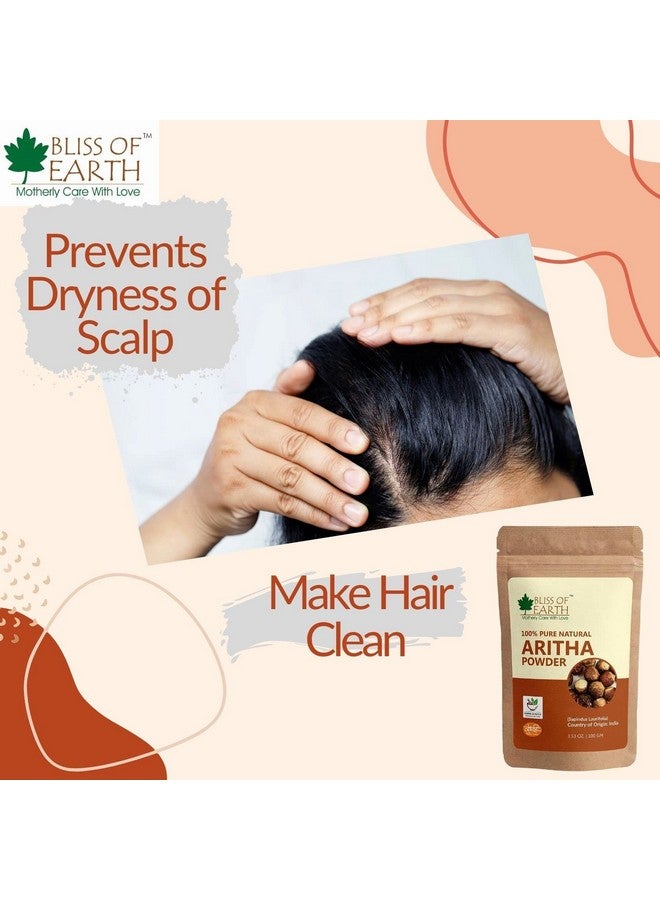 BLISS OF EARTH مسحوق ريثا نقي 100% 2X100 جرام مسحوق أريثا منظف شعر طبيعي وخالي من المواد الكيميائية شعر رائع وناعم - Image 3