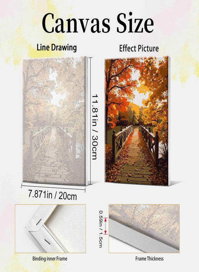 JOOZ 4 Pack Paint by Numbers Kit for Adults with Frame Autumn Landscape Paint by Number with Easel DIY Fall Forest Adult Paint by Number Kits Oil Painting by Numbers for Home Wall Decor 8x12 Inch - Image 5