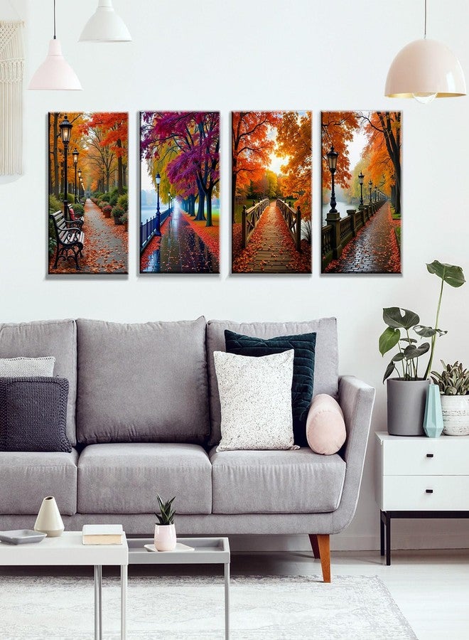 JOOZ 4 Pack Paint by Numbers Kit for Adults with Frame Autumn Landscape Paint by Number with Easel DIY Fall Forest Adult Paint by Number Kits Oil Painting by Numbers for Home Wall Decor 8x12 Inch - Image 2