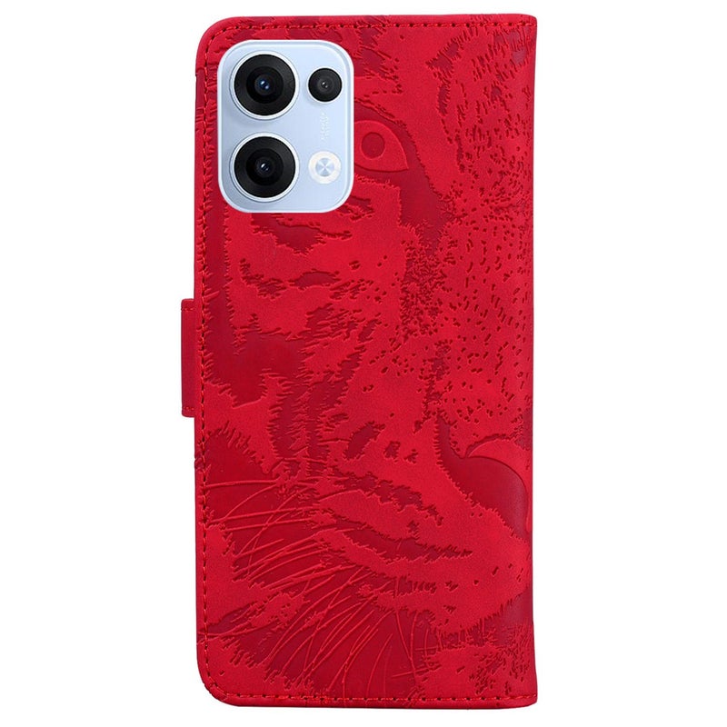 HuHa Case Cover For OPPO Reno13 Global Tiger Embossing Pattern Flip Leather Phone Case(Red) - Image 4