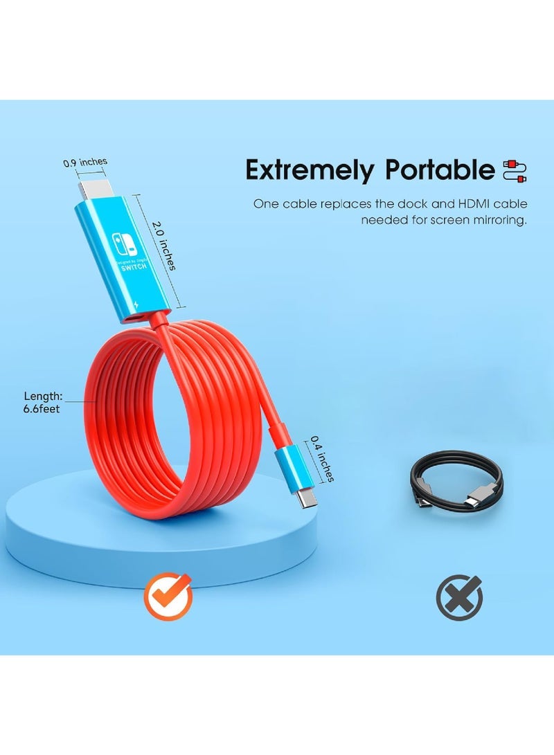 Captaintech USB-C to HDMI Cable for Nintendo Switch/OLED – Portable 4K TV Dock Replacement | 2m Travel-Friendly Mirroring Cord - Image 2