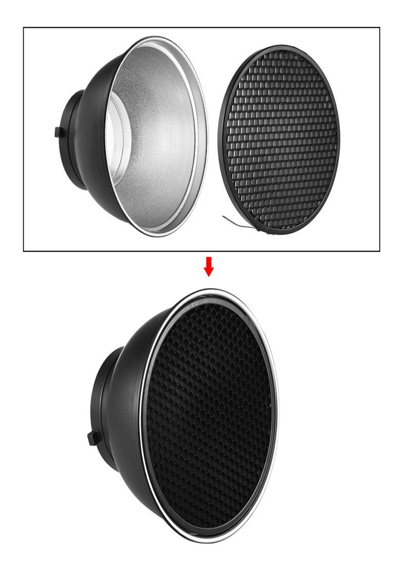 ANDOER 7 Inch Standard Reflector Diffuser Lamp Shade Dish with 60° Honeycomb Grid for Bowens Mount Studio Strobe Flash Light Speedlite - Image 3