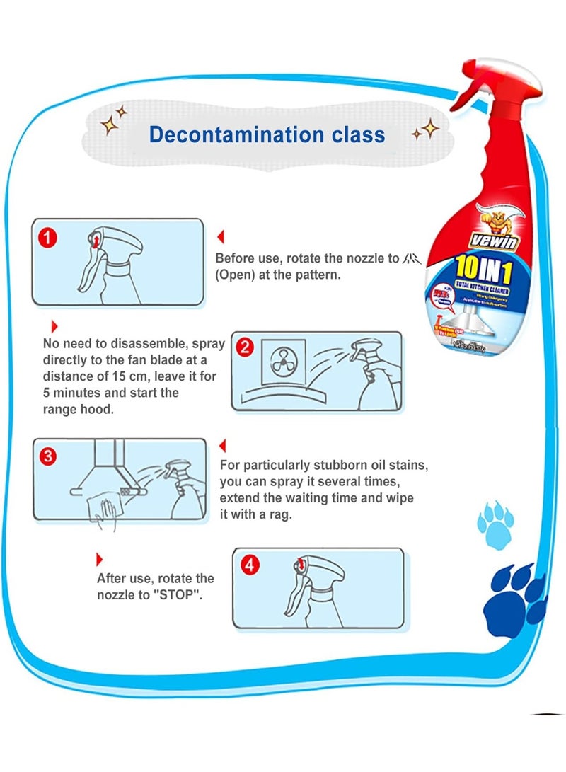 10-in-1 Kitchen Cleaner, Heavy Duty Degreaser & Multi-Surface Cleaner, Cuts Through Stubborn Grease on Hoods Stoves Tiles，Just Spray and Wipe to Clean-500ml - Image 5