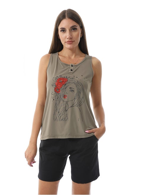 Printed Top With  Short Pajama Set
