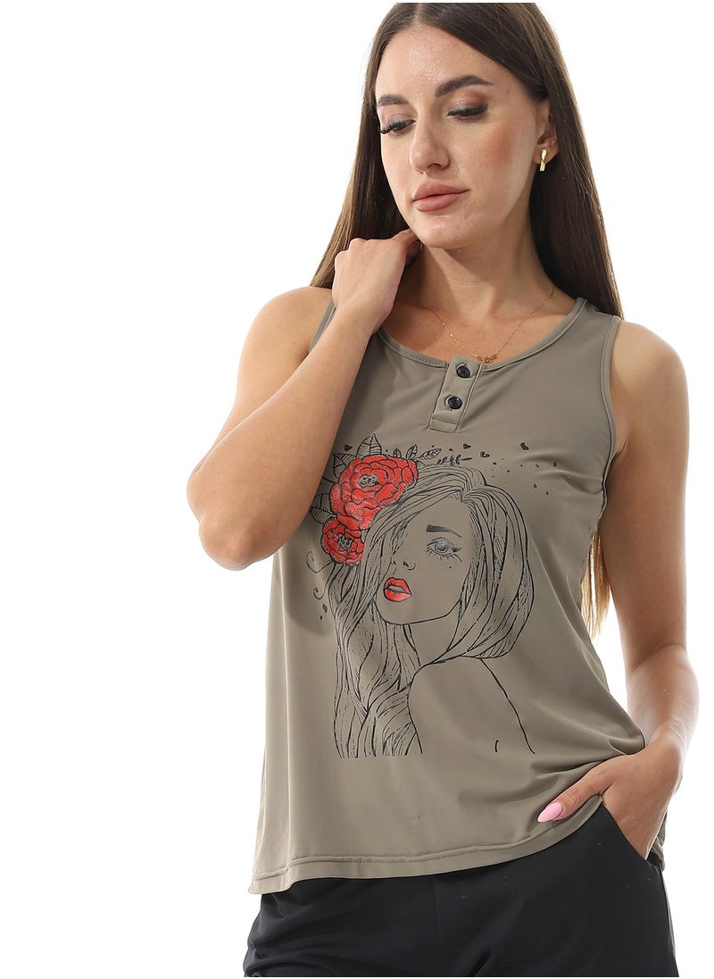 Caesar - Printed Top With  Short Pajama Set - Image 1