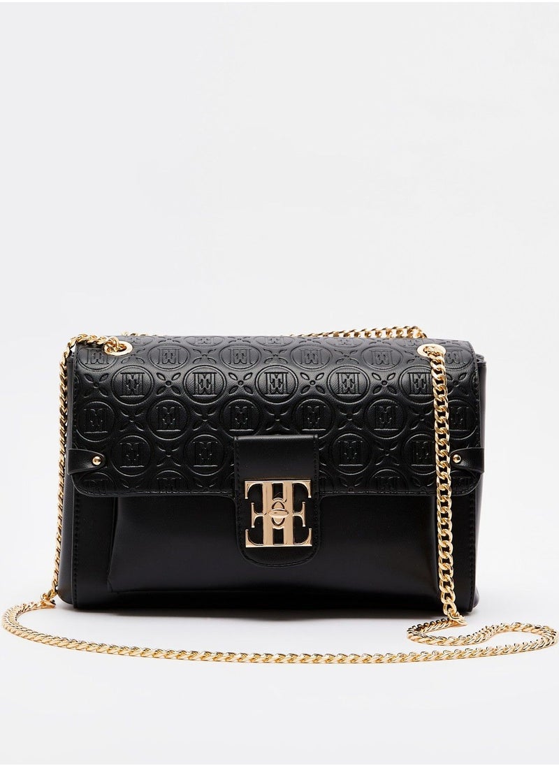 ELLE - ELLE Monogram Crossbody Bag with Chain Strap and Twist Lock Closure - Image 1