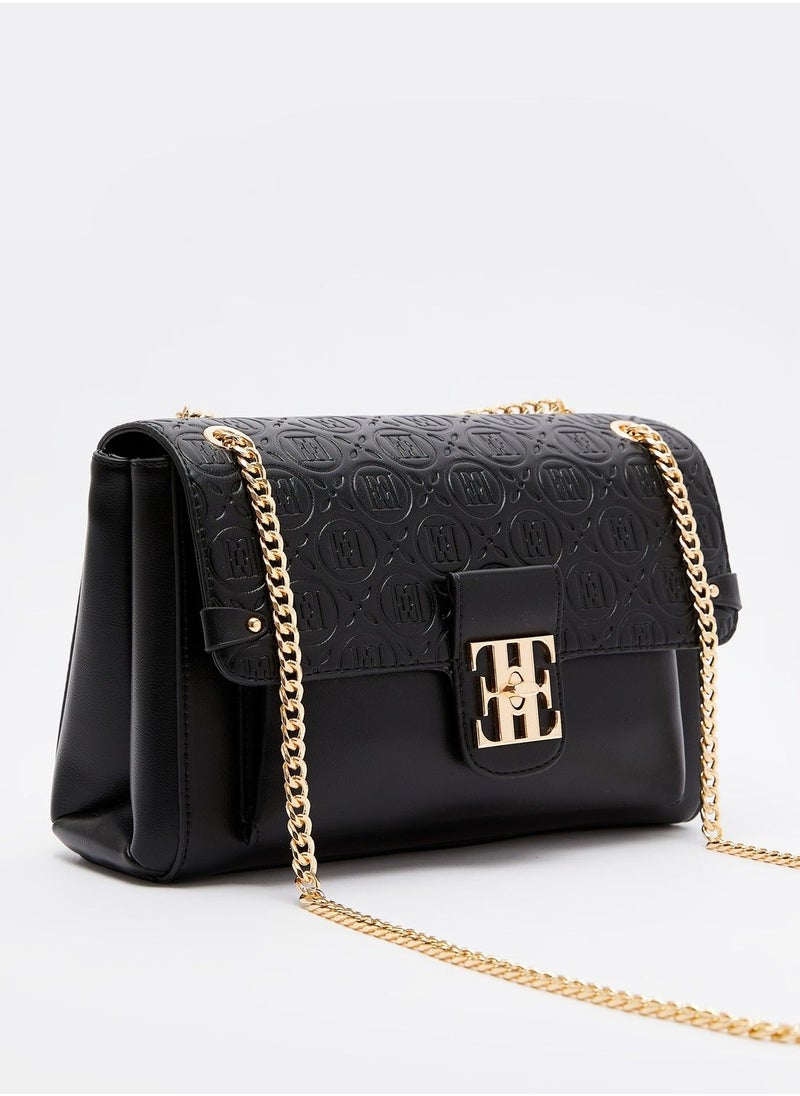 ELLE - ELLE Monogram Crossbody Bag with Chain Strap and Twist Lock Closure - Image 1