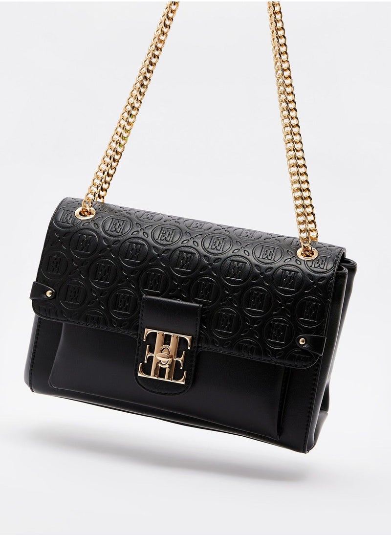 ELLE - ELLE Monogram Crossbody Bag with Chain Strap and Twist Lock Closure - Image 1