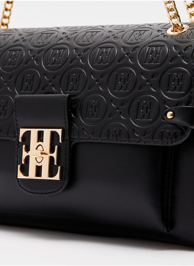 ELLE - ELLE Monogram Crossbody Bag with Chain Strap and Twist Lock Closure - Image 1