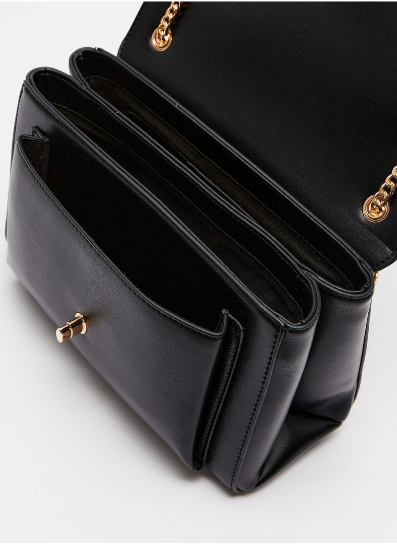 ELLE - ELLE Monogram Crossbody Bag with Chain Strap and Twist Lock Closure - Image 1