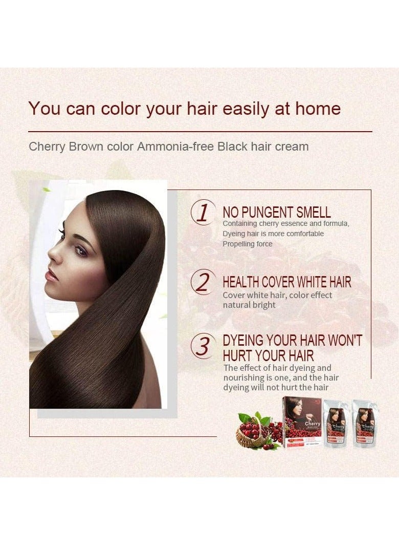 BLOOMING TIME Cherry Color Cream Ammonia-Free Hair Color Cream,Lead Free Non-Toxic No Stimulation 500ml+500ml(Dark Brown) - Image 3