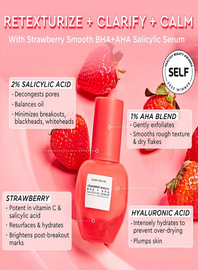 Glow Recipe Strawberry Smoothing Salicylic Acid Serum - Blemish Clarifying Skin Care, AHA BHA Exfoliant + Pore Minimizer + Plumping Hyaluronic Acid + Brightening Allantoin - Korean Face Serum, 30ml - Image 3