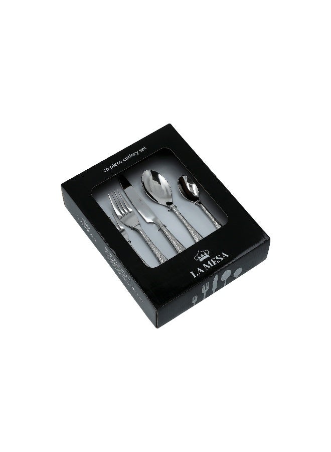 La Mesa silver stainless steel 20 piece cutlery set - Image 3