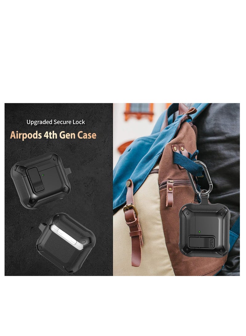 ANYOGRO Airpods 4 Case Cover with Cleaning Kit, Security Lock Armour with Keychain for Airpods 4th Generation 2024 Front LED Visual - Black  - Image 5