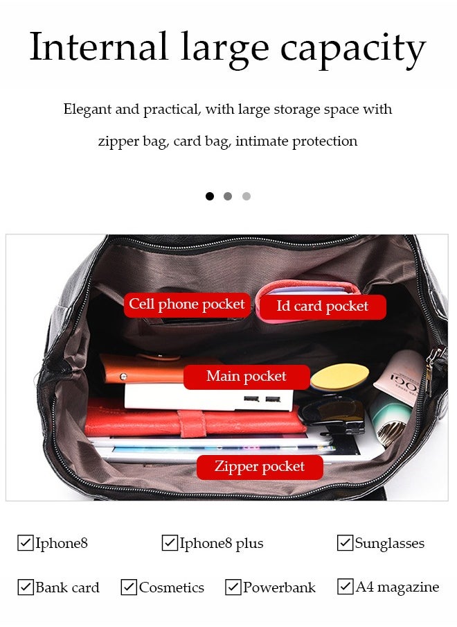 DUNISO - Women's tote bag, large capacity soft PU leather shoulder bag ，handbag, scratch resistant, wear resistant, waterproof suitable for storing mobile phones, power banks, umbrellas, cosmetics, 28 * 35 * 11cm, black - Image 1