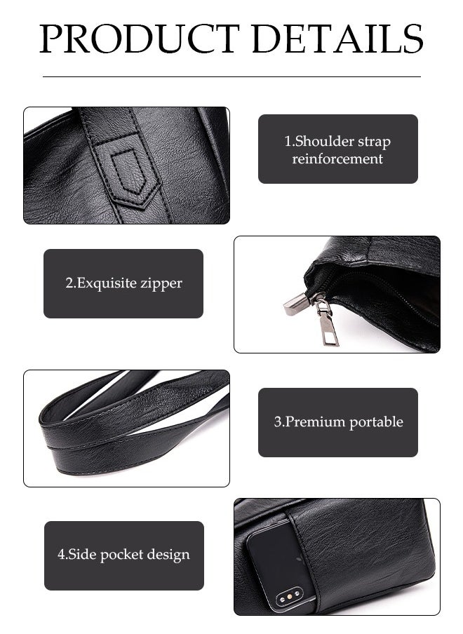 DUNISO - Women's tote bag, large capacity soft PU leather shoulder bag ，handbag, scratch resistant, wear resistant, waterproof suitable for storing mobile phones, power banks, umbrellas, cosmetics, 28 * 35 * 11cm, black - Image 1