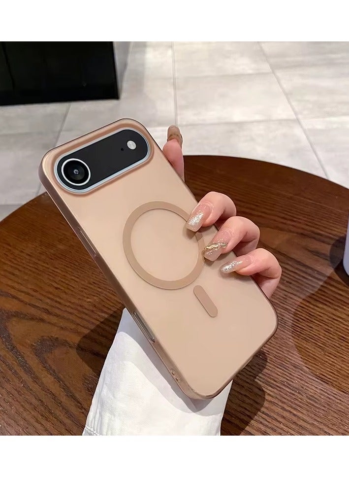 جراب ماجسيف فاخر غير لامع لهاتف آيفون 17 إير، غطاء مغناطيسي نحيف مقاوم للصدمات، (لون تيتانيوم صحراوي)