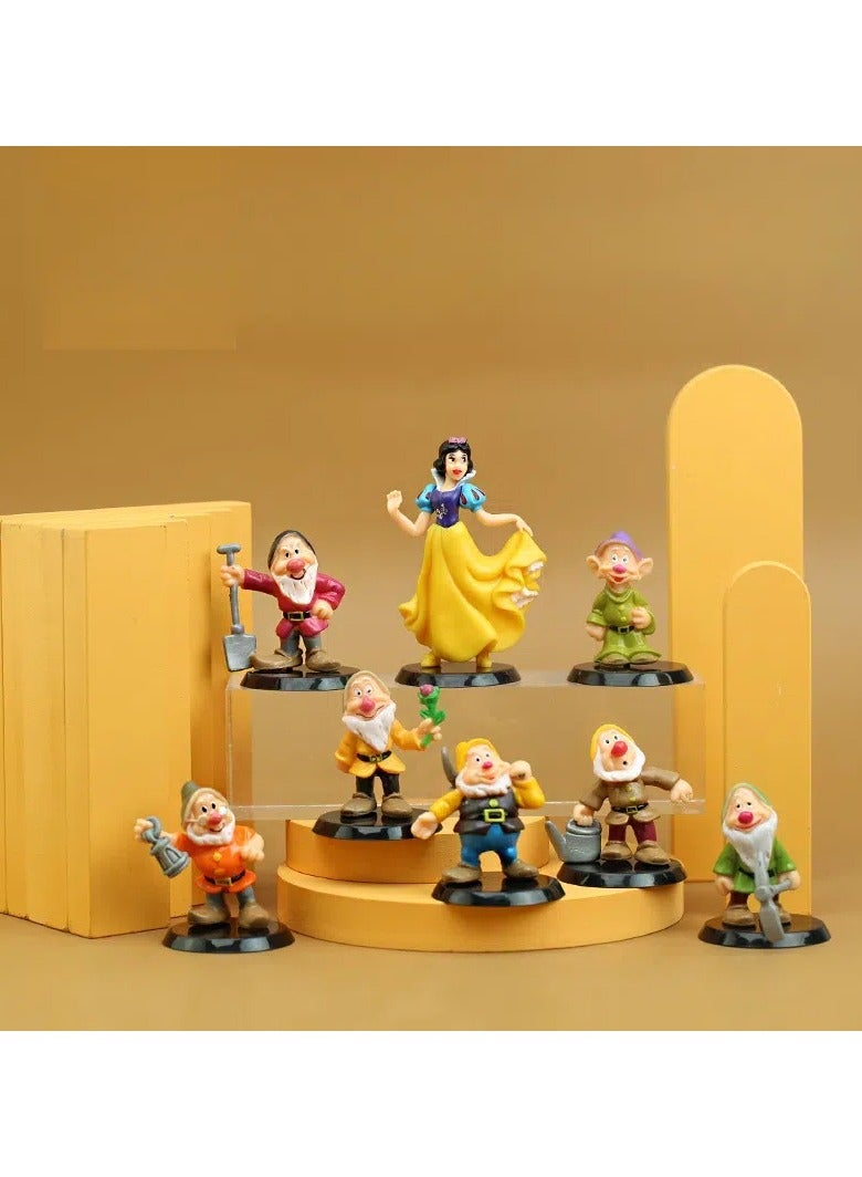 عام مجموعة ثماني قطع لشخصيات Snow White and the Seven Dwarfs: دمى مكتب كارتونية يدوية الصنع، موديلات شخصيات PVC، هدايا ألعاب كارتونية مبتكرة، هدايا أعياد الميلاد والعطلات - Image 1
