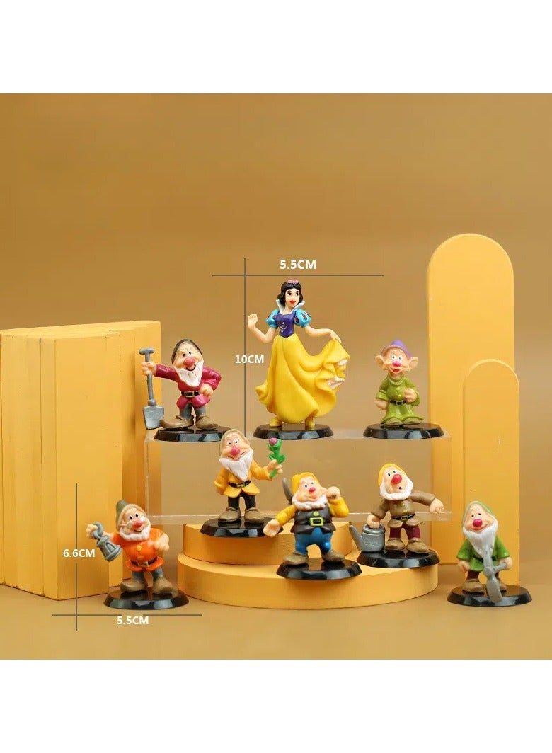 عام مجموعة ثماني قطع لشخصيات Snow White and the Seven Dwarfs: دمى مكتب كارتونية يدوية الصنع، موديلات شخصيات PVC، هدايا ألعاب كارتونية مبتكرة، هدايا أعياد الميلاد والعطلات - Image 2
