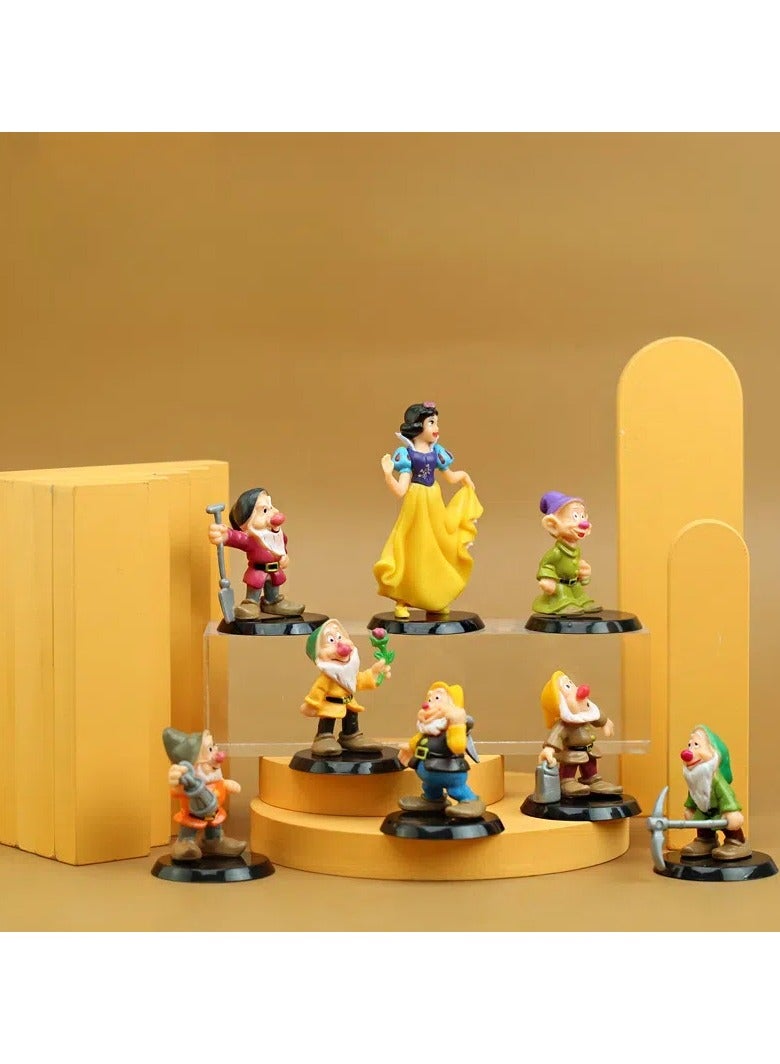 عام مجموعة ثماني قطع لشخصيات Snow White and the Seven Dwarfs: دمى مكتب كارتونية يدوية الصنع، موديلات شخصيات PVC، هدايا ألعاب كارتونية مبتكرة، هدايا أعياد الميلاد والعطلات - Image 3