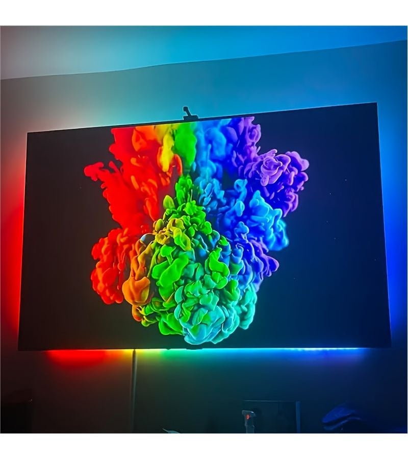 RGBIC LED TV Backlight Strip with Smart Sync APP Bluetooth Control USB Powered Ambient Lighting for 35 0 80 0 Inch TVs Monitors Dynamic Color Changing System Model Chuanganqi LKHC 149 61 Inch - Image 4
