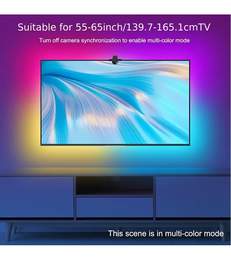 RGBIC LED TV Backlight Strip with Smart Sync APP Bluetooth Control USB Powered Ambient Lighting for 35 0 80 0 Inch TVs Monitors Dynamic Color Changing System Model Chuanganqi LKHC 149 61 Inch - Image 5