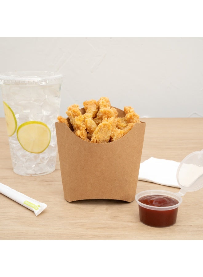 Restaurantware Bio Tek 4.5 x 3.2 x 3.9 Inch French Fry Cup, 100 Disposable Snack Cups - Stackable, Sustainable, Kraft Paper 3 Ounce Fry Holder, For Fries, Onion Rings, Popcorn, or Cookies - Image 3