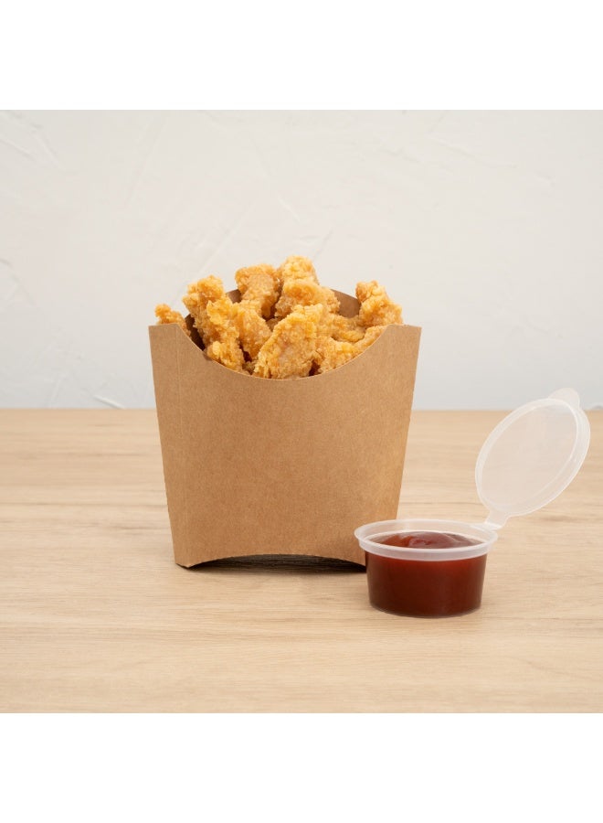 Restaurantware Bio Tek 4.5 x 3.2 x 3.9 Inch French Fry Cup, 100 Disposable Snack Cups - Stackable, Sustainable, Kraft Paper 3 Ounce Fry Holder, For Fries, Onion Rings, Popcorn, or Cookies - Image 4