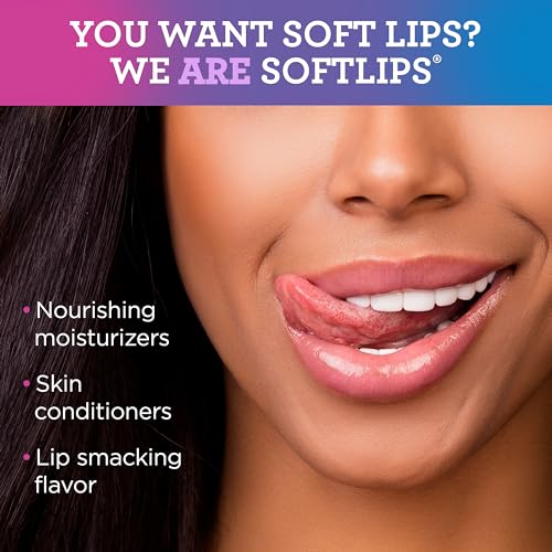 Softlips Daily Lip Moisturizer For Very Dry Lips, Multi-Flavored Lip Balms, Hydrates, Soothes & Prevents Dry, Chapped Lips, Smooth Glide Formula, Dermatologist Tested, Pack of 3 Chap Sticks - Image 2