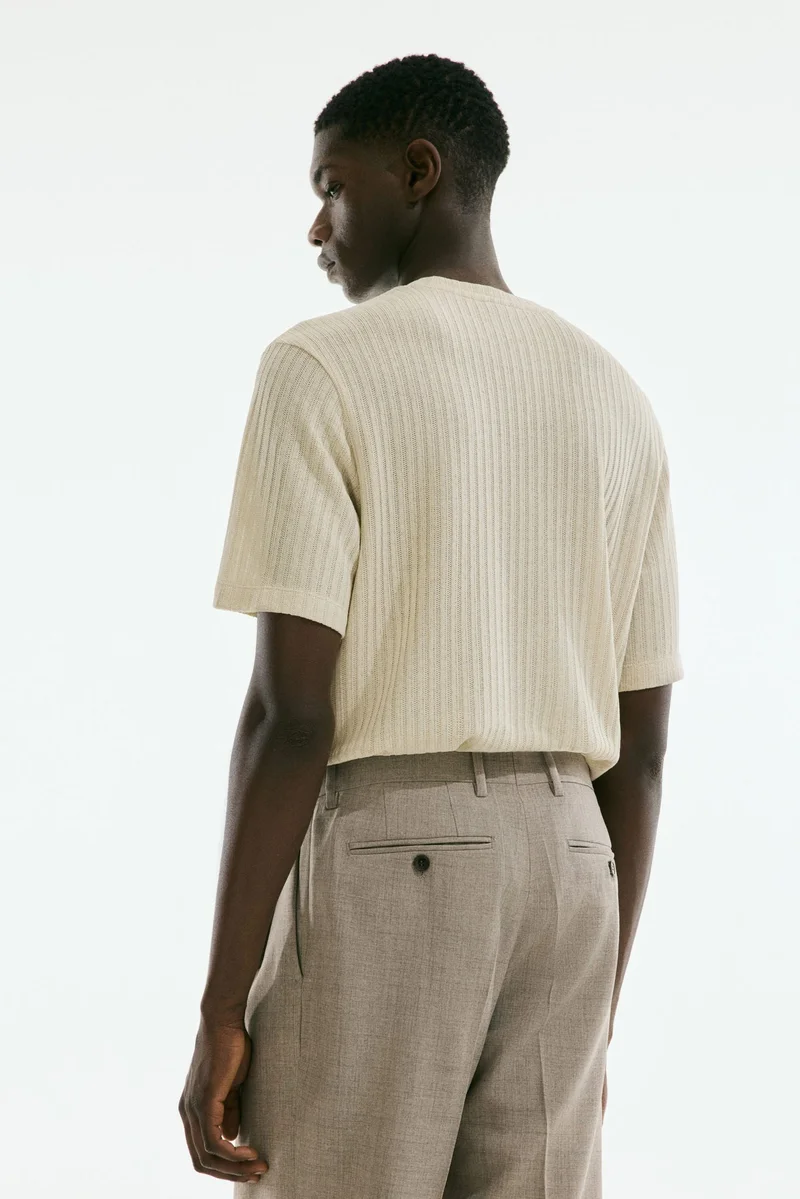 H&M Regular Fit Rib-knit T-shirt