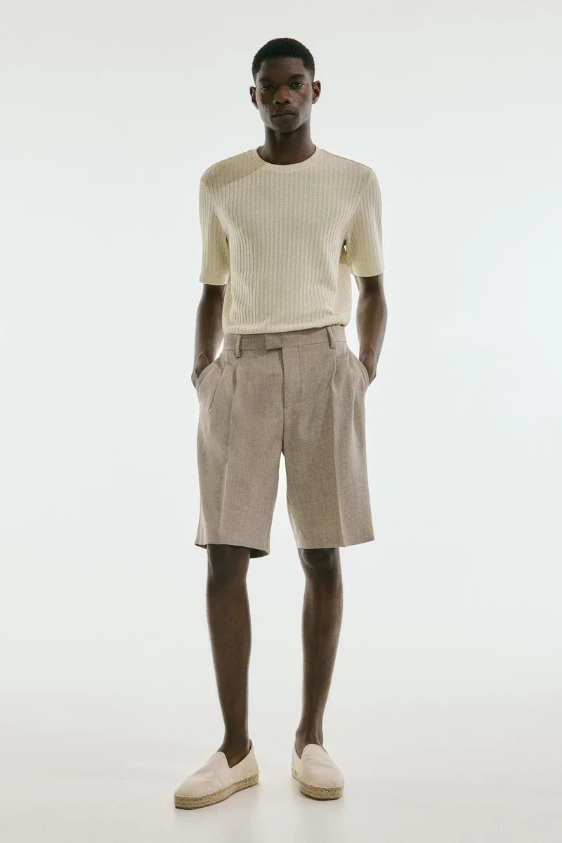 H&M Regular Fit Rib-knit T-shirt