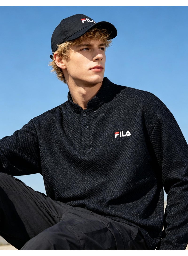 فيلا FILA Men's and women's knitted sweater with half-open collar - Image 1
