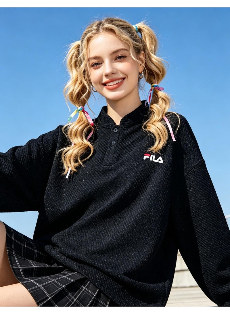 فيلا FILA Men's and women's knitted sweater with half-open collar - Image 2