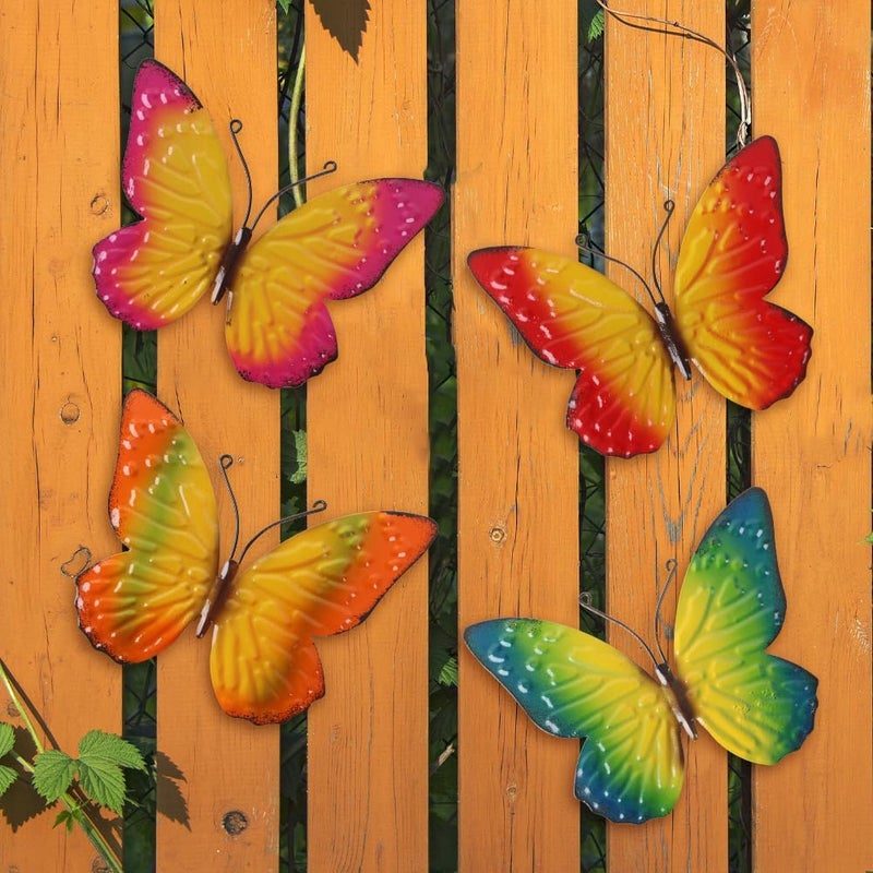dreamskip Store Metal Butterfly Wall Decor Art, 4 Pack Colorful Metal Butterflies Outdoor Wall Art, Hand Painted Outdoor Wall Decor For Garden, Yard, Fence, Patio, Living Room, Bedroom Decoration - Image 3