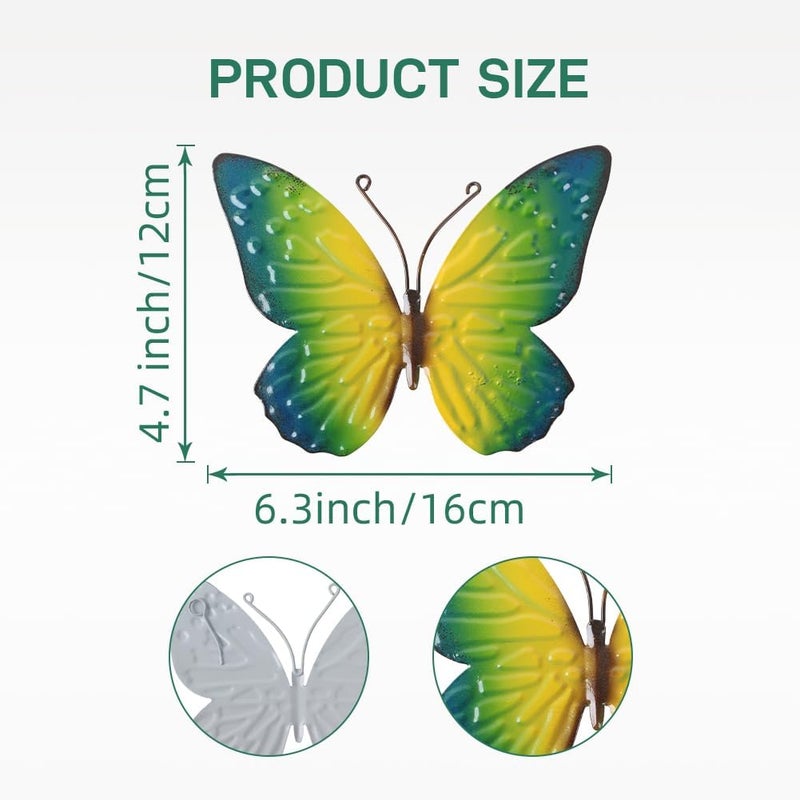 dreamskip Store Metal Butterfly Wall Decor Art, 4 Pack Colorful Metal Butterflies Outdoor Wall Art, Hand Painted Outdoor Wall Decor For Garden, Yard, Fence, Patio, Living Room, Bedroom Decoration - Image 2