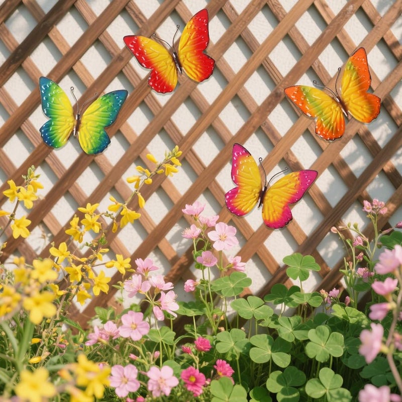 dreamskip Store Metal Butterfly Wall Decor Art, 4 Pack Colorful Metal Butterflies Outdoor Wall Art, Hand Painted Outdoor Wall Decor For Garden, Yard, Fence, Patio, Living Room, Bedroom Decoration - Image 5