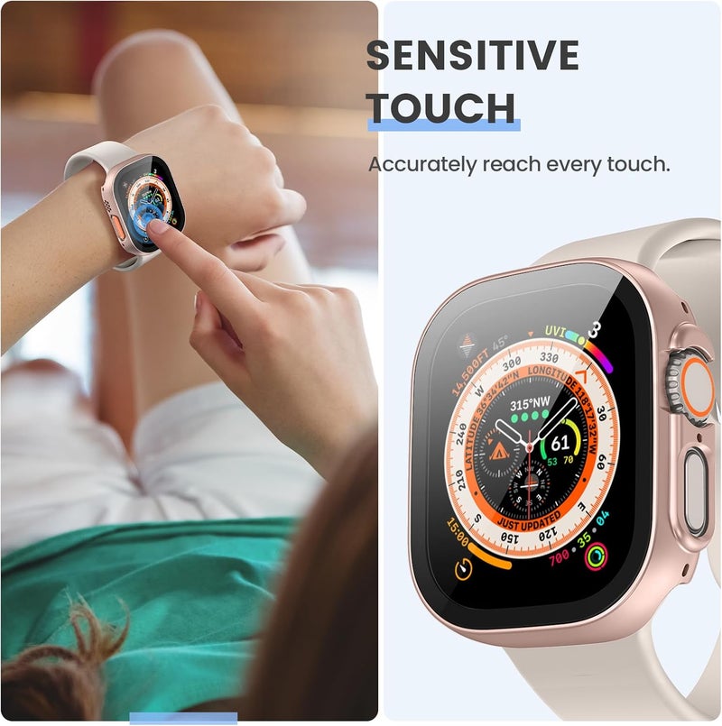 Tensea [3PCS for Apple Watch Screen Protector Case Ultra 3 / Ultra 2 / Ultra 49mm Accessories, iWatch Protective Face Cover for Women Men, Tempered Glass Film Hard Bumper for iPhone Watch 49 mm - Image 5