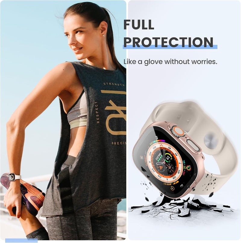 Tensea [3PCS for Apple Watch Screen Protector Case Ultra 3 / Ultra 2 / Ultra 49mm Accessories, iWatch Protective Face Cover for Women Men, Tempered Glass Film Hard Bumper for iPhone Watch 49 mm - Image 3