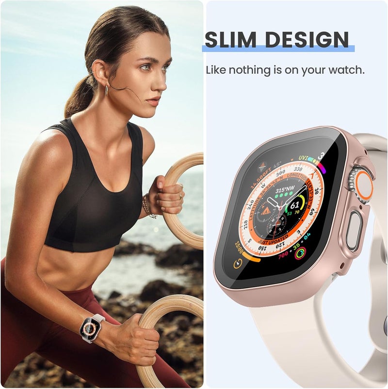 Tensea [3PCS for Apple Watch Screen Protector Case Ultra 3 / Ultra 2 / Ultra 49mm Accessories, iWatch Protective Face Cover for Women Men, Tempered Glass Film Hard Bumper for iPhone Watch 49 mm - Image 4