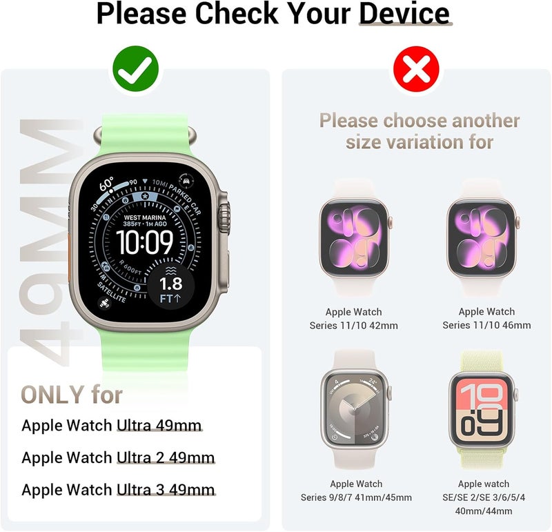 Tensea [3PCS for Apple Watch Screen Protector Case Ultra 3 / Ultra 2 / Ultra 49mm Accessories, iWatch Protective Face Cover for Women Men, Tempered Glass Film Hard Bumper for iPhone Watch 49 mm - Image 2