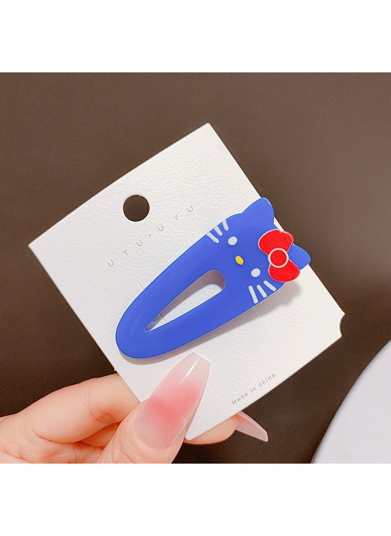 Generic South Korea Ins Sweet Texted Acetic Acid Clouds One-character Clip Wave Edge Duckbill Clip Cute Girl Edge Clip Hairpin 9-25 cats 