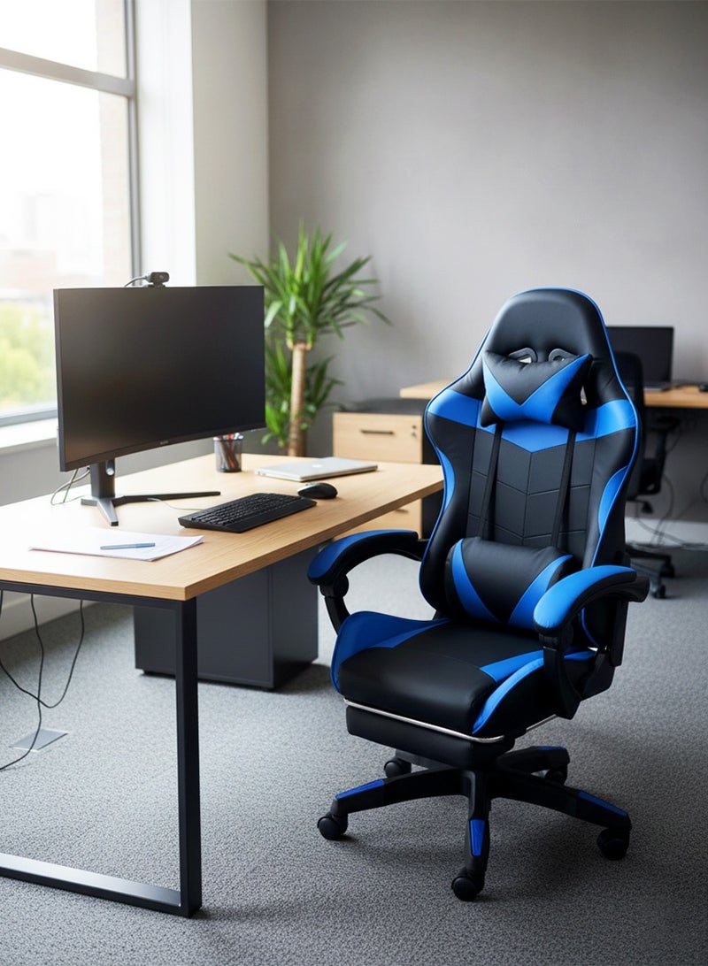 AGD Office and Gaming Chair with Armrests and Footrest, Swivel Chair with High Reclining Back, Headrest, Backrest, and Lumbar Support - Image 1