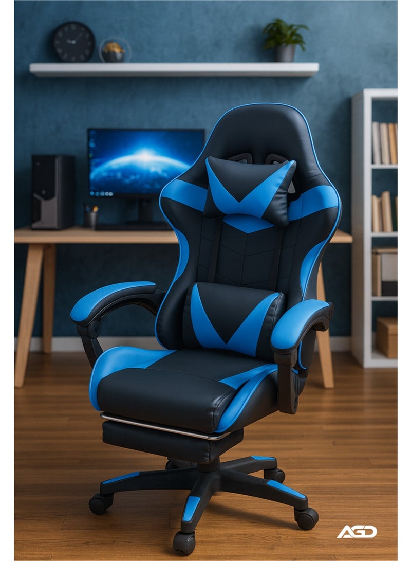 AGD Office and Gaming Chair with Armrests and Footrest, Swivel Chair with High Reclining Back, Headrest, Backrest, and Lumbar Support - Image 2