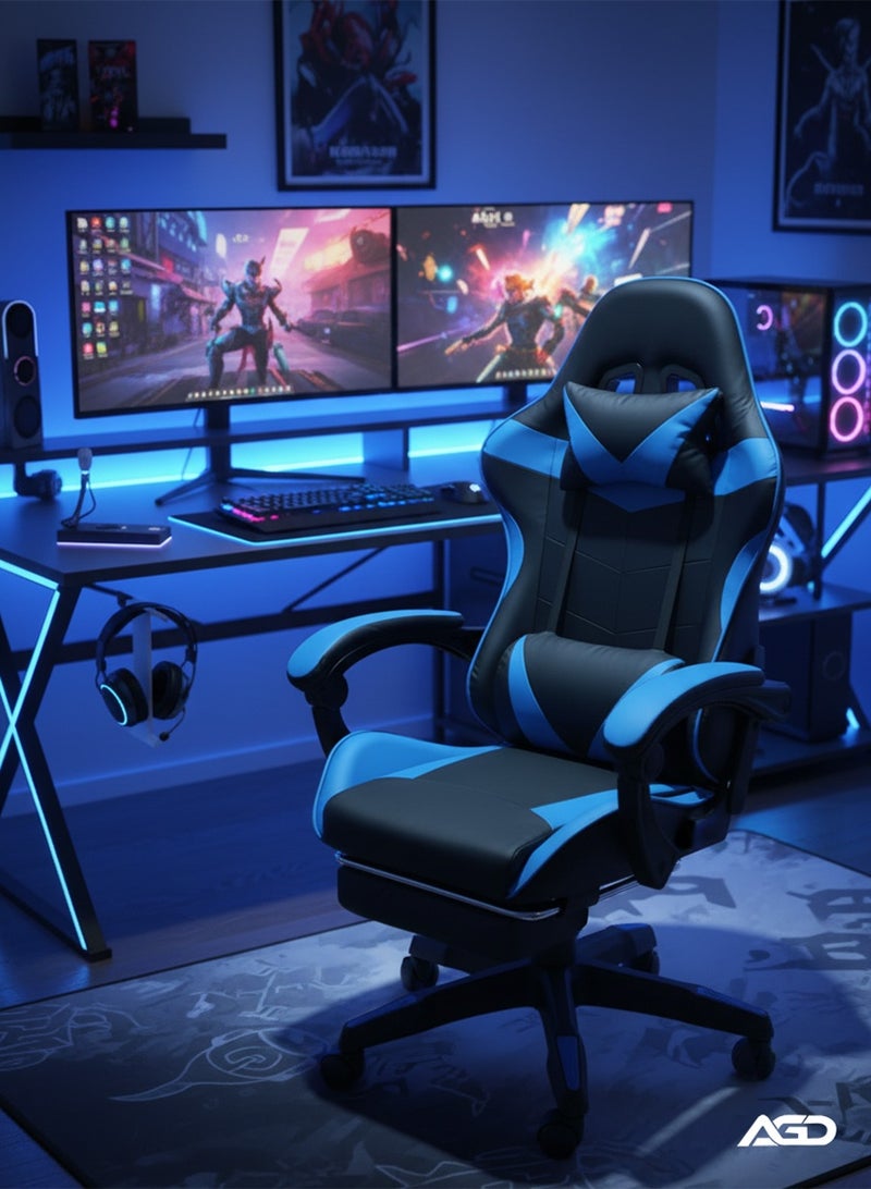 AGD Office and Gaming Chair with Armrests and Footrest, Swivel Chair with High Reclining Back, Headrest, Backrest, and Lumbar Support - Image 4