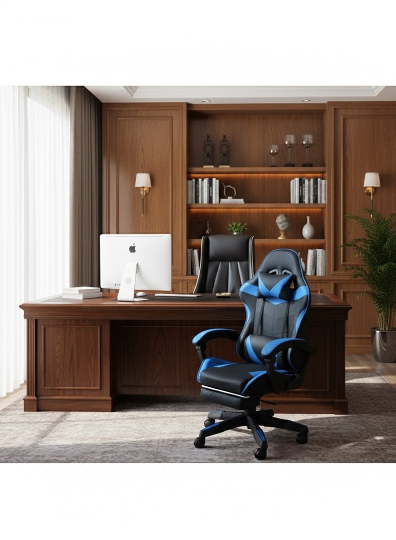 AGD Office and Gaming Chair with Armrests and Footrest, Swivel Chair with High Reclining Back, Headrest, Backrest, and Lumbar Support - Image 3