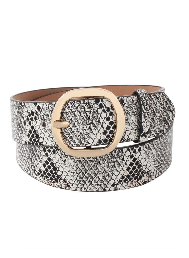 Monique Women Snakeskin Print Skinny Thin Faux Leather Belt Jeans Pants Dress Waist Belt - Image 1