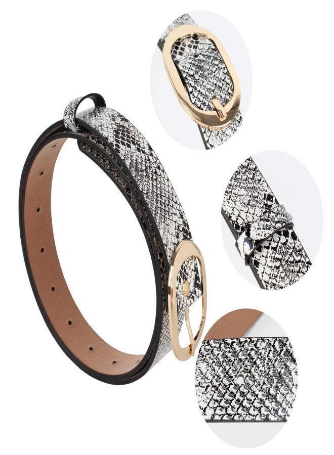 Monique Women Snakeskin Print Skinny Thin Faux Leather Belt Jeans Pants Dress Waist Belt - Image 5